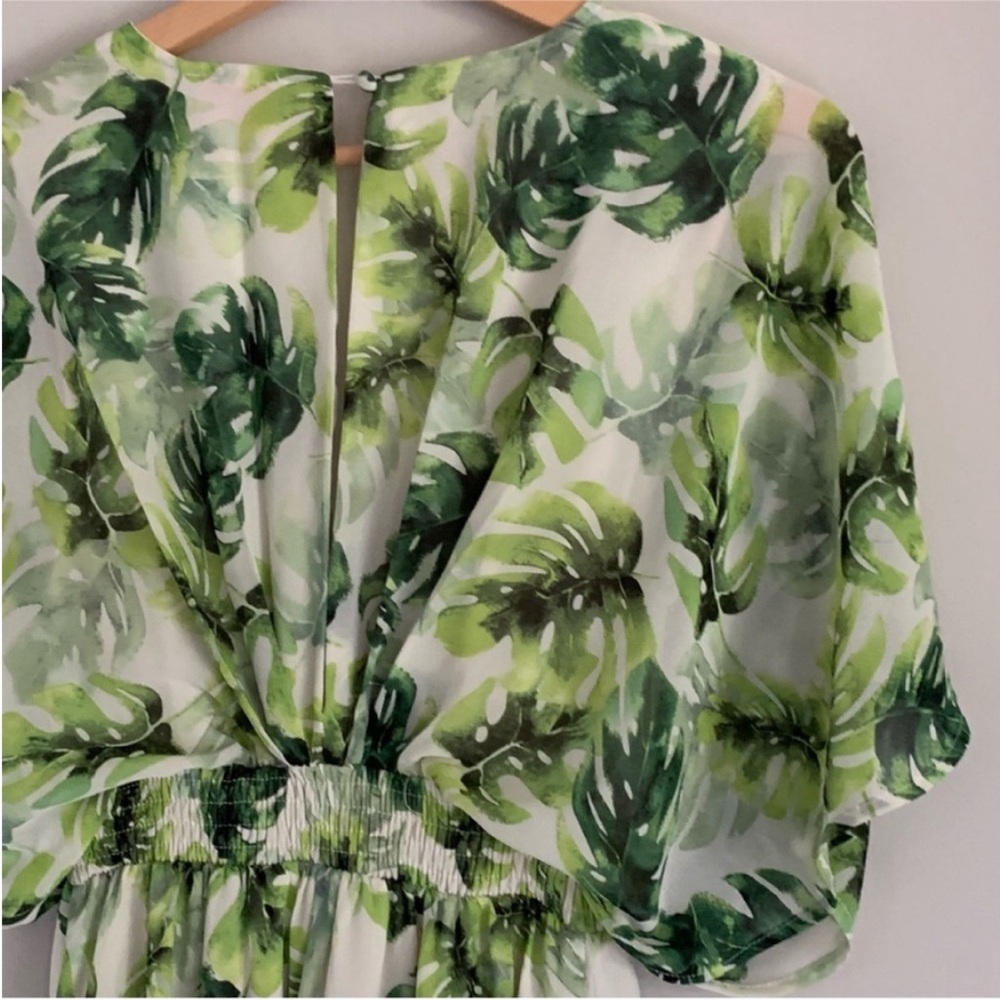 Buddy Love Evelyn Maui Maxi Dress Green Palm Print Size XS Flowy Garden Fairy - Picture 7 of 14